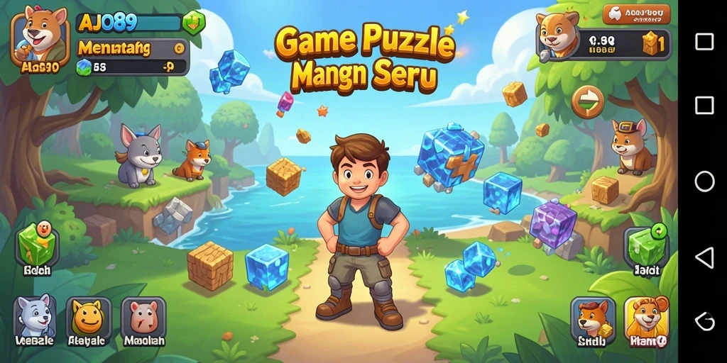 Tampilan menarik dari gameplay teka-teki AJO89 yang menantang.