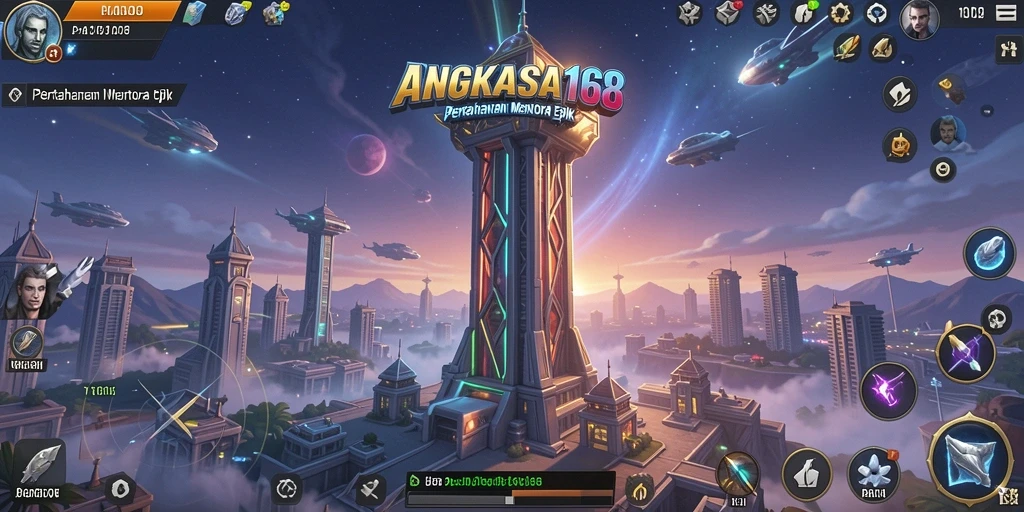 Screenshot gameplay menampilkan pertahanan menara yang menakjubkan di luar angkasa.
