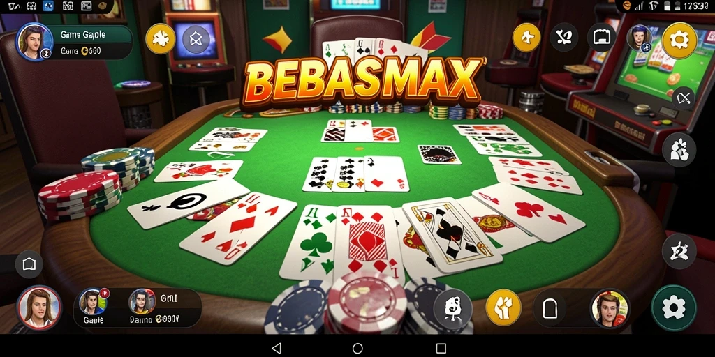 Tampilan gameplay seru dari BEBASMAX yang menggambarkan permainan Gaple.