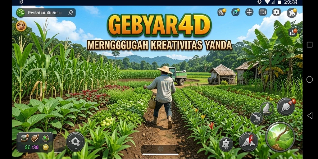 Screenshot GEBYAR4D menampilkan gameplay pertanian yang memukau.