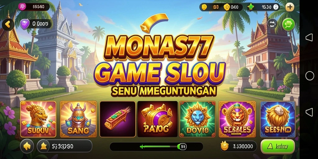Tampilan gameplay Slot MONAS77 yang menegangkan dan penuh warna.