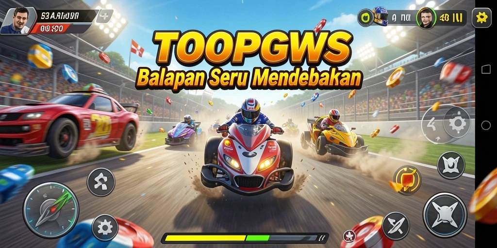 Gameplay TOOPGWS menampilkan balapan seru dan adrenalin tinggi.
